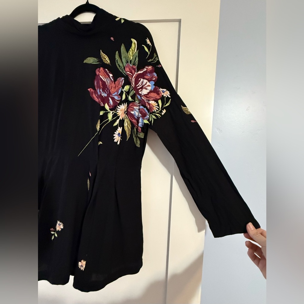 Free People Gemma Black Floral Tunic Dress - Picture 6 of 11